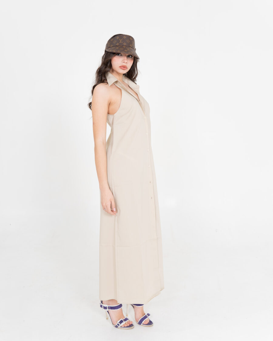 Dress Camicia Smanicato - Nero & Beige chiaro - immagine 3
