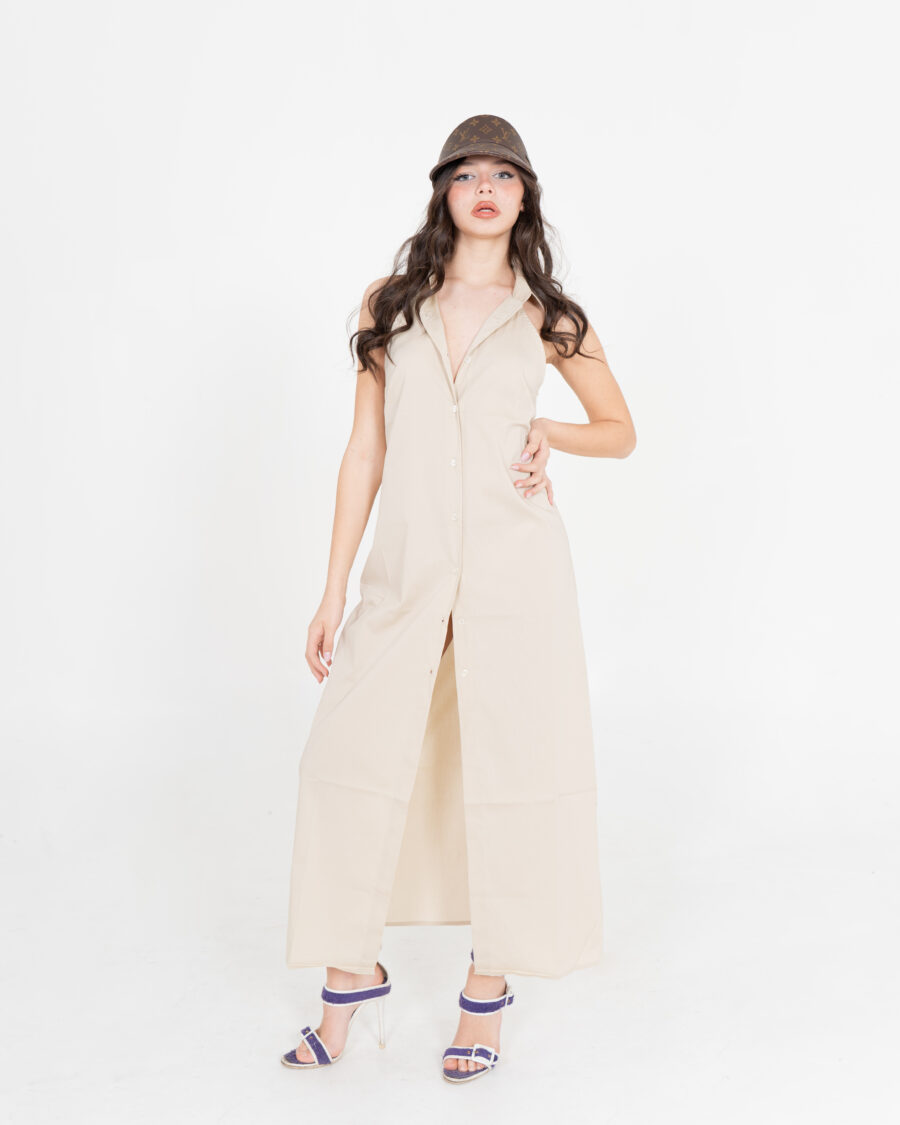 Dress Camicia Smanicato - Nero & Beige chiaro - immagine 4